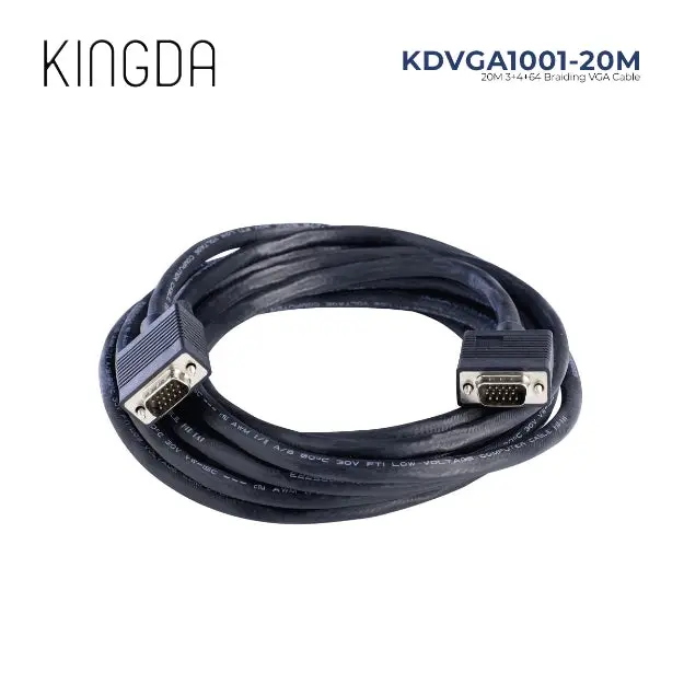 Kingda KDVGA1001-20M 3+4+64 Braiding VGA Cable, Al and braiding shield, Copper, Nickel Plated, 0.8mm