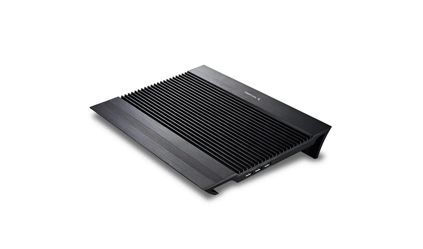 DeepCool N8 BLACK Cooler, 17", on/off, 4 port usn HUB, 1000rpm, 140mm Fan x 2, 25.1 db, 94.7 CFM, 380x55x278, aluminum