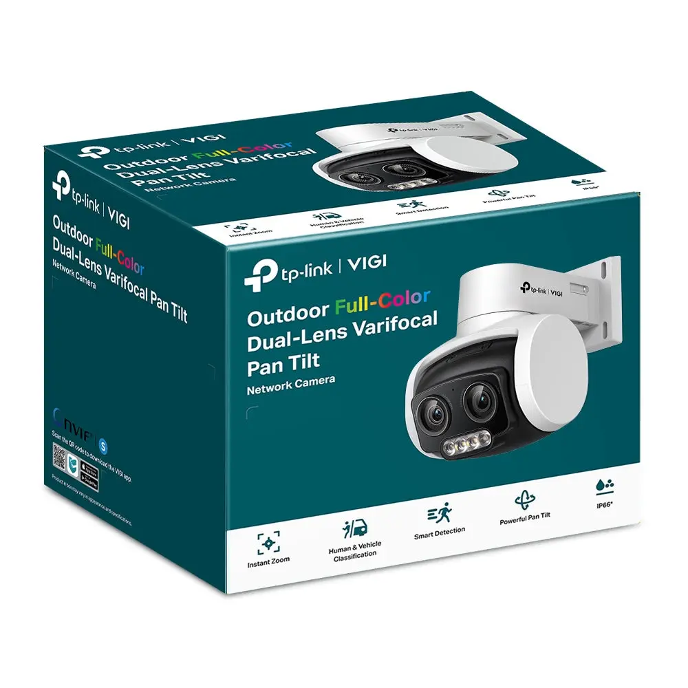 VIGI C540V, TPLINK, Camera, 4MP Outdoor Full-Color Dual-Lens Varifocal PanTilt smart, 1/3 CMOS, F1.6 H.265+, 2-Way Audio, MicroSD