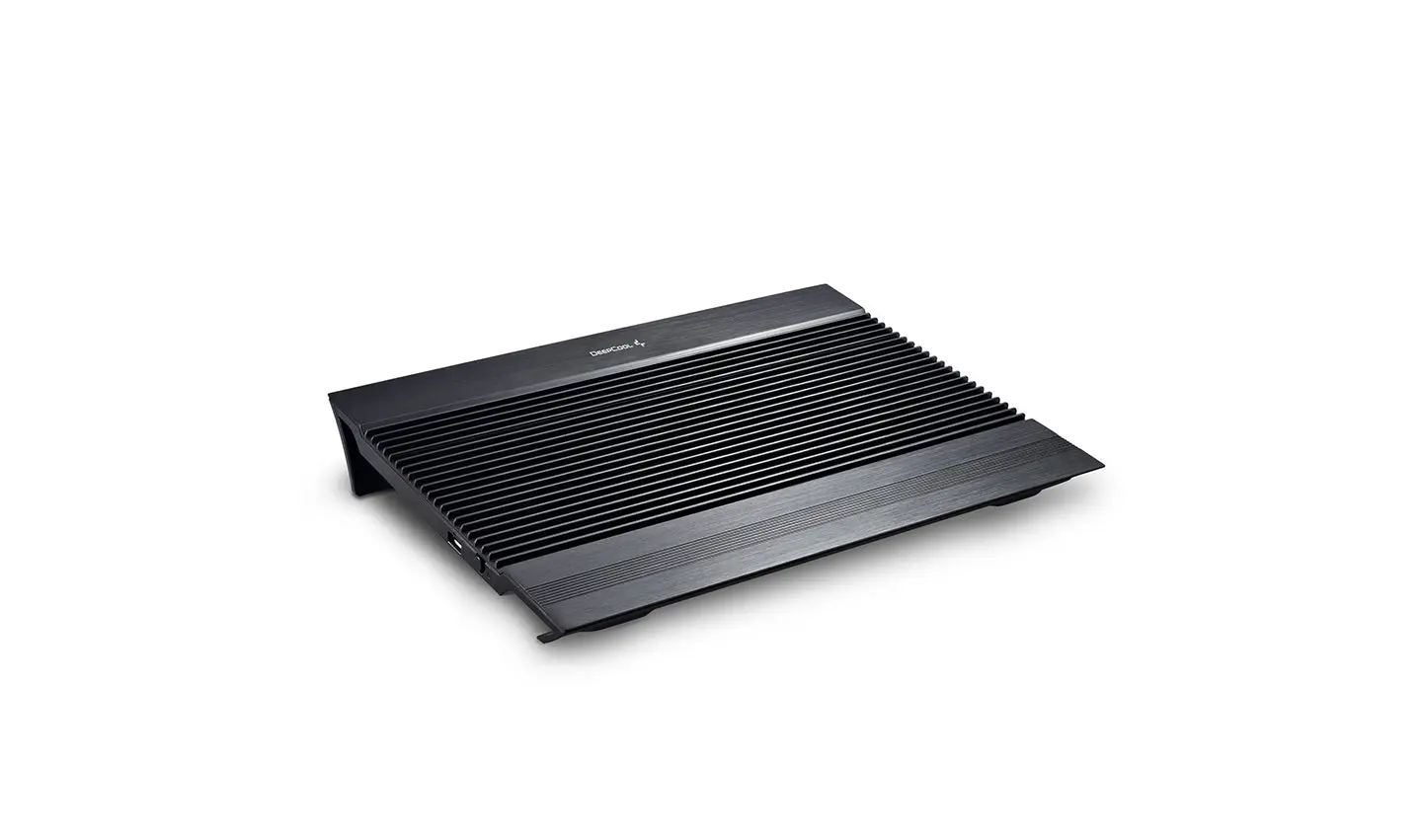DeepCool N8 BLACK Cooler, 17", on/off, 4 port usn HUB, 1000rpm, 140mm Fan x 2, 25.1 db, 94.7 CFM, 380x55x278, aluminum