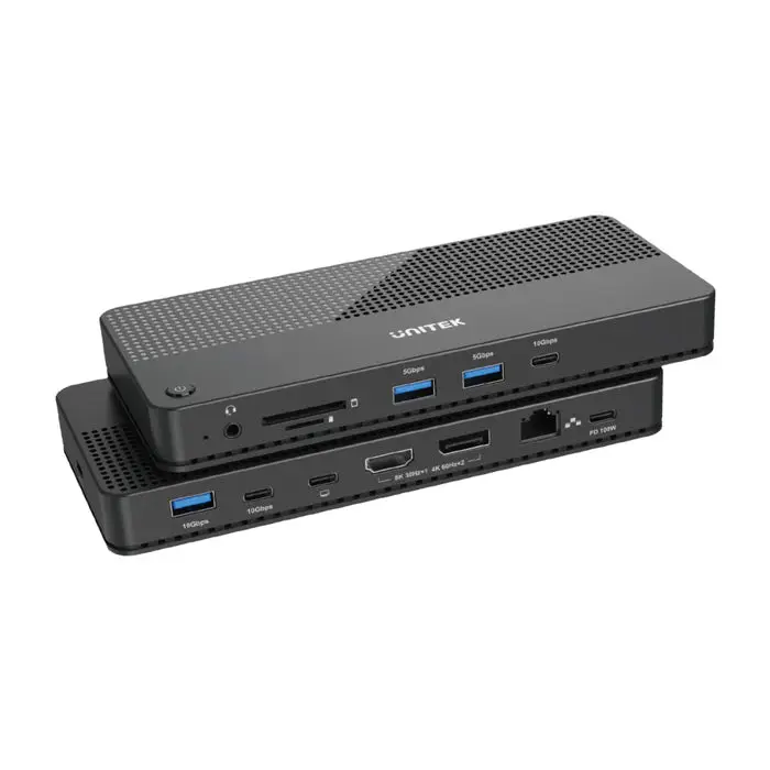 Unitek D1079A Docking Station, 12-in-1 USB 4 (2*Type C 10Gb+USB 10Gb+2*USB+SD/Micro+DP+HDMI 8K+Audio+1Gb Lan+PD 100W), Bla