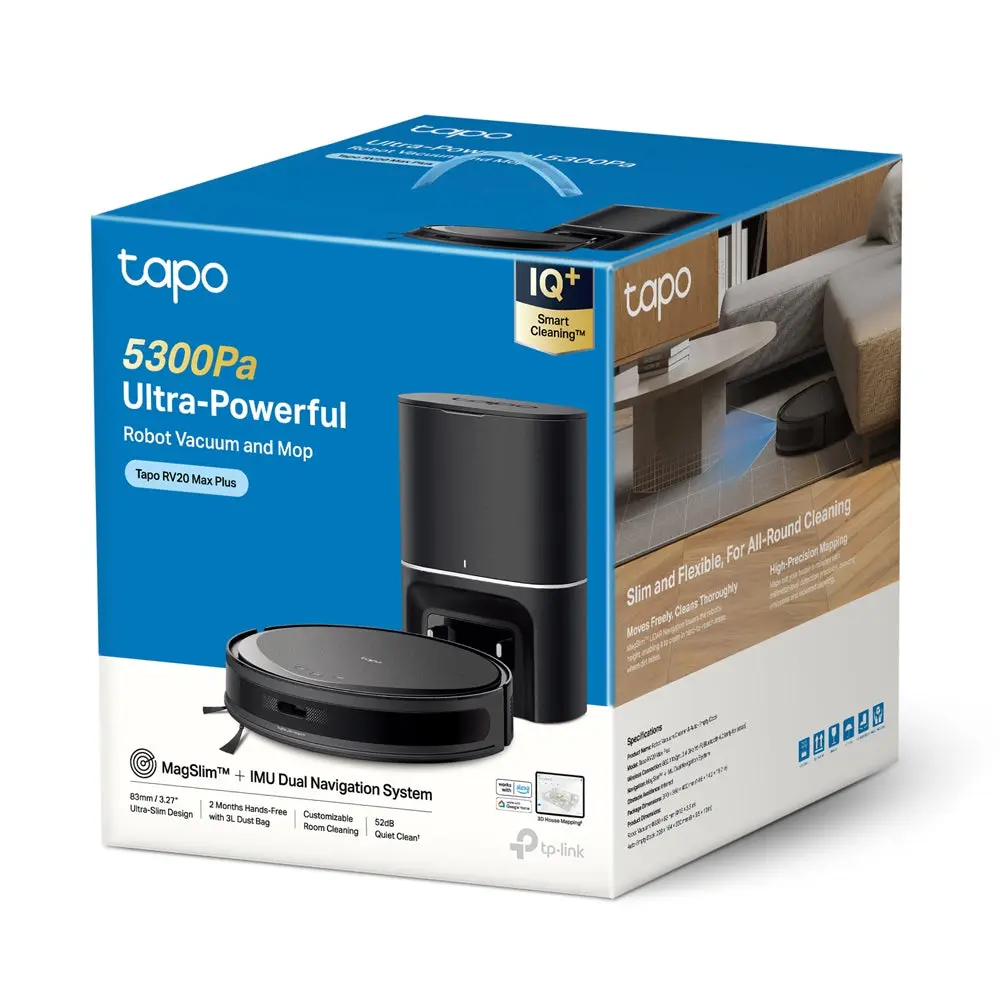 TP-Link Tapo RV20 Max Plus, Robot Vacuum Cleaner, Black