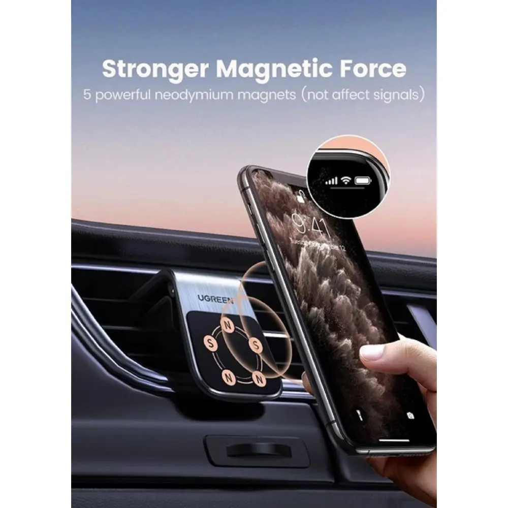 LP290 UGREEN (80712B), Smartphone Car Holder, Black/Silver