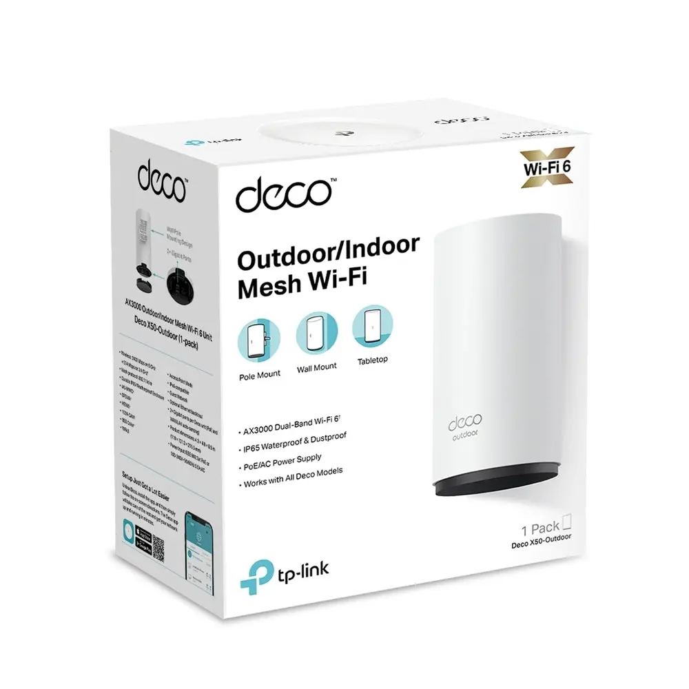 TP-Link Deco X50-Outdoor(1-pack), AX3000 Outdoor/Indoor Mesh Wi-Fi 6