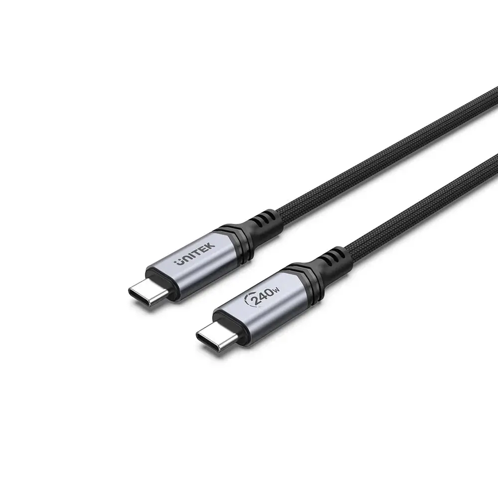 C14110GY-2M, Unitek 2M, CM to CM Power Delivery 3.1 240W Charging Cable, Black