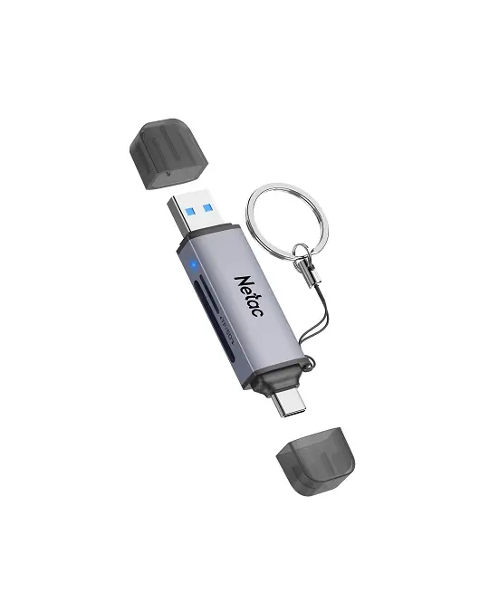 NETAC WK13 Card Reader, USB3.0+Type-C to mSD/SD, Grey