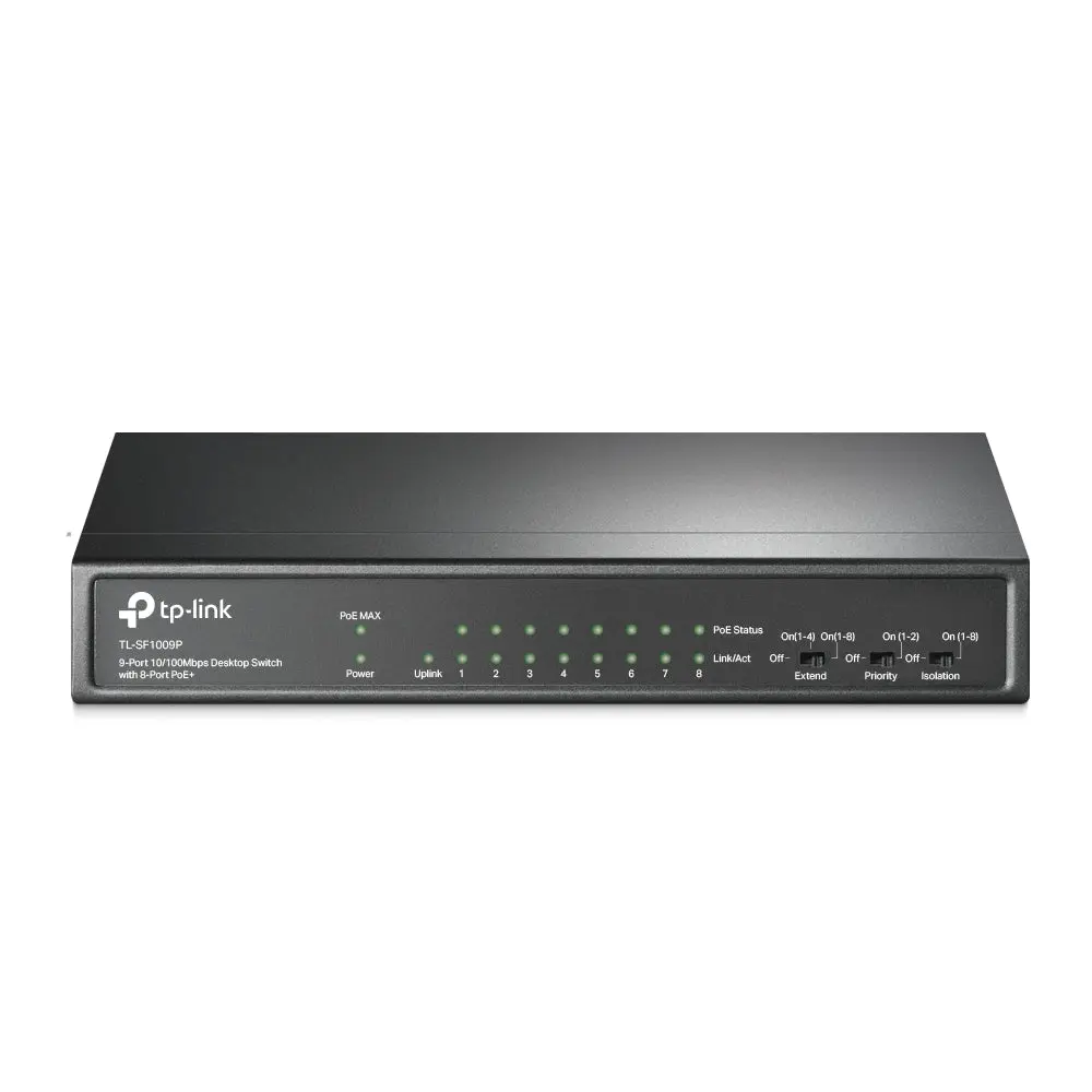 TP-Link, TL-SF1009P, 9-port 10/100Mbps Desktop Switch with 8-Port PoE+