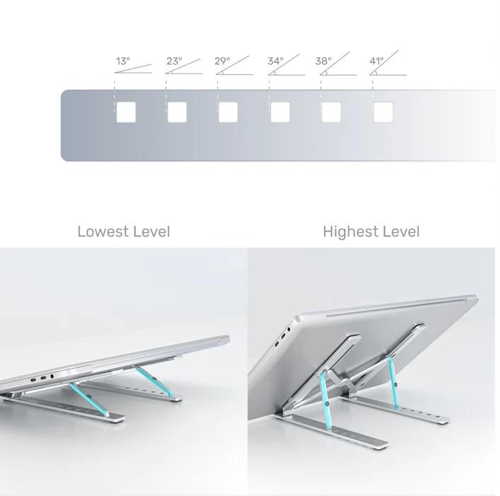 OT155SL, Unitek Adjustable Laptop Stand, Size: 240*164*4MM, Silver, with a Carry Bag, Unitek Gift Box