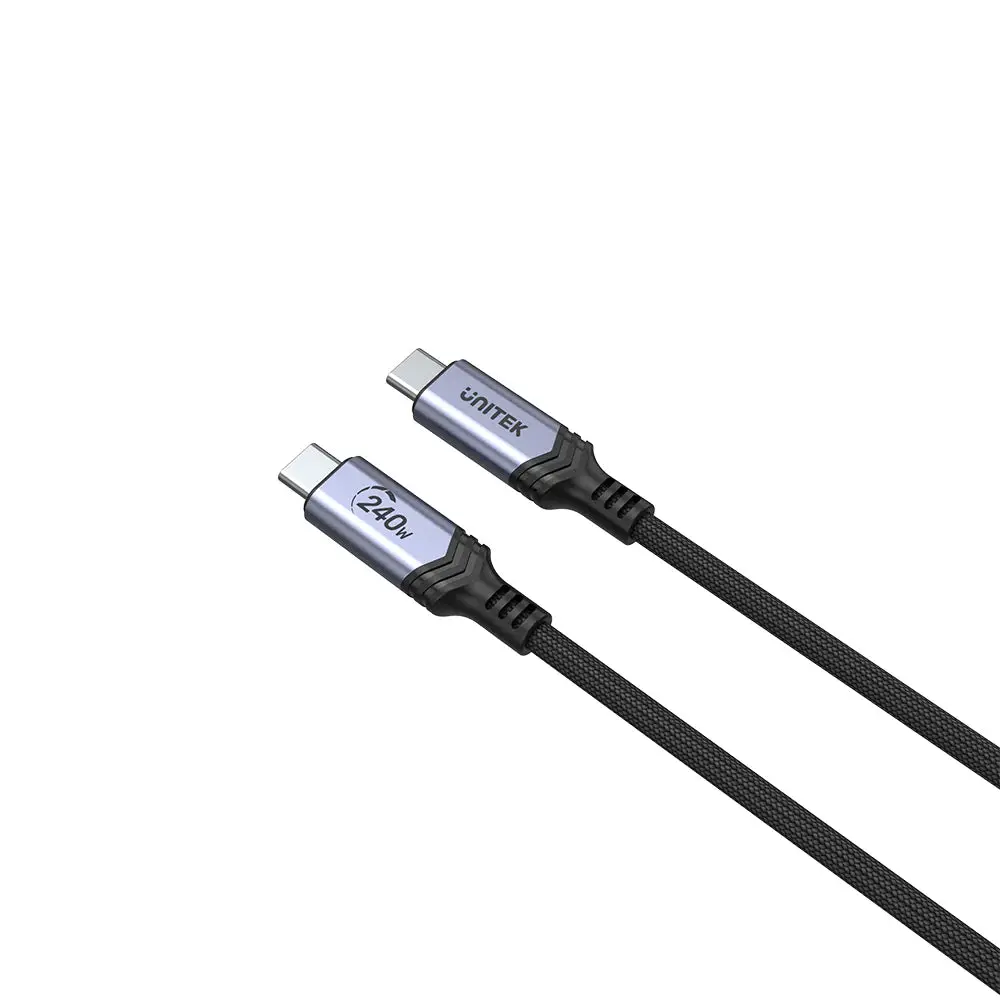 C14110GY-2M, Unitek 2M, CM to CM Power Delivery 3.1 240W Charging Cable, Black