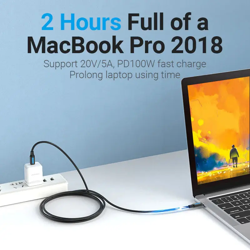 COSBG, Vention USB 2.0 C Male to Male Cable 1.5M Black PVC Type
