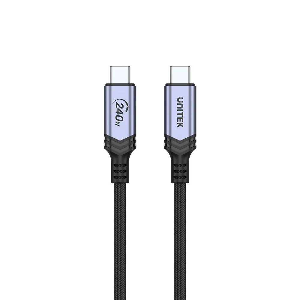 C14110GY-2M, Unitek 2M, CM to CM Power Delivery 3.1 240W Charging Cable, Black