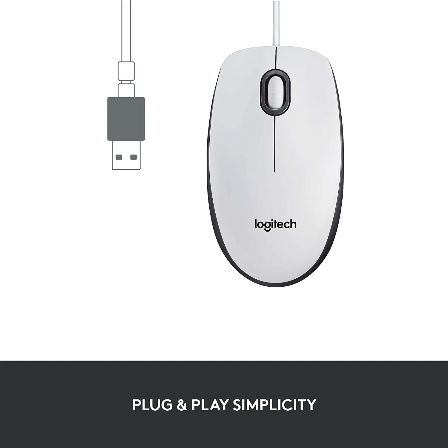 Logitech M100 Mouse, White