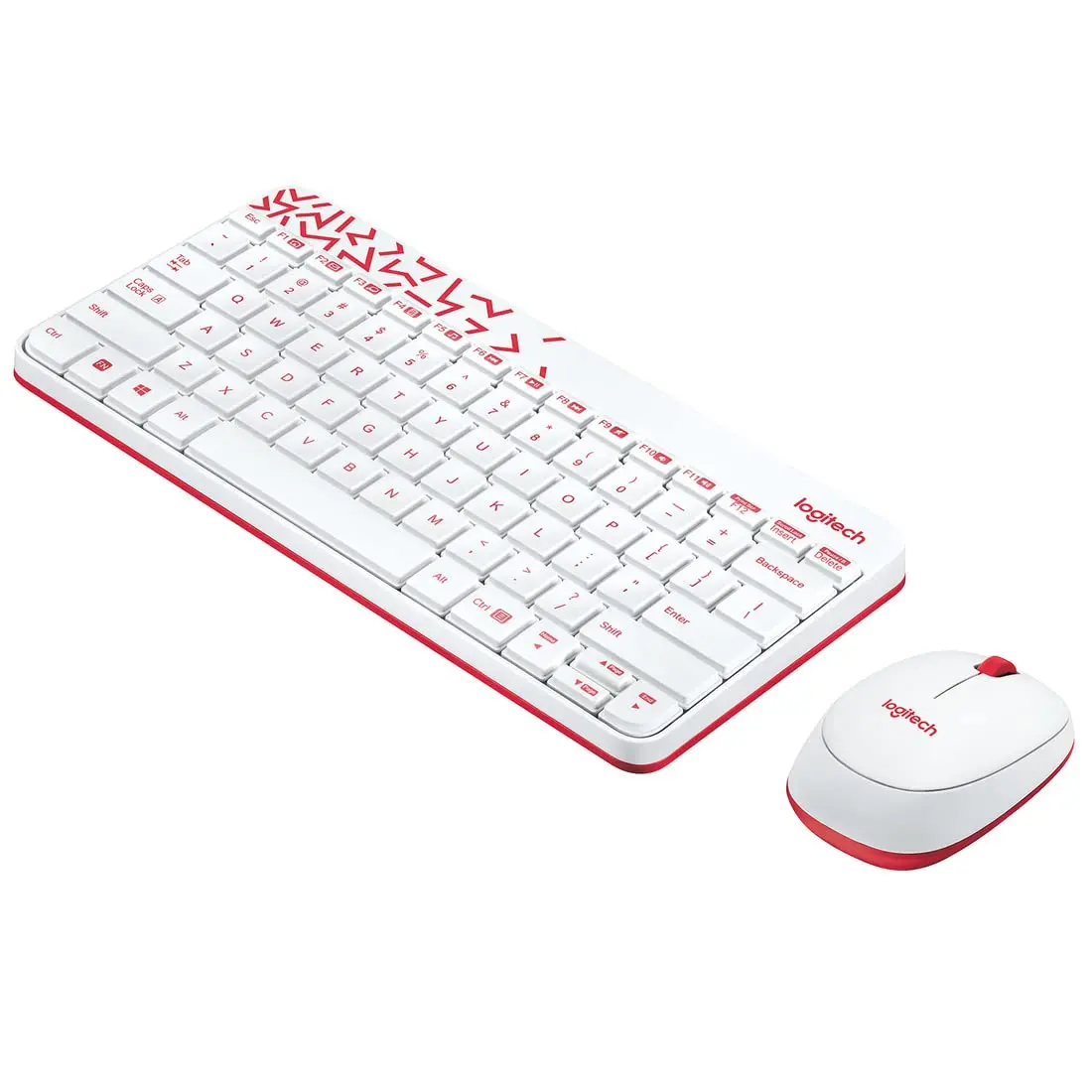 Logitech MK240 Keyboard, Nano Wireless Combo, WHITE/VIVID RED