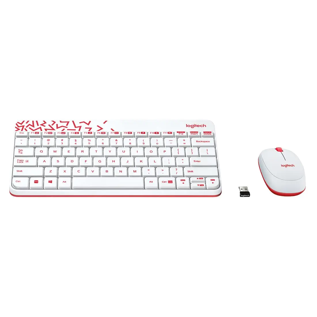Logitech MK240 Keyboard, Nano Wireless Combo, WHITE/VIVID RED