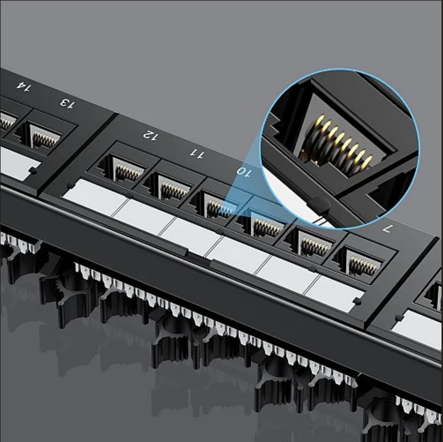 Unitek T003A CAT6 24-Port RJ45 Patch Panel (UTP), 482mm x 97.5mm x 43mm