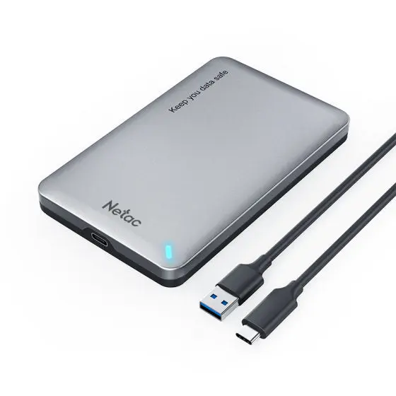 NT07WH12-30AC, NETAC WH12 2.5 SATA to USB3.0 External HDD/SSD Case, Slide Aluminum Cover, with USB3.0 A to C cable