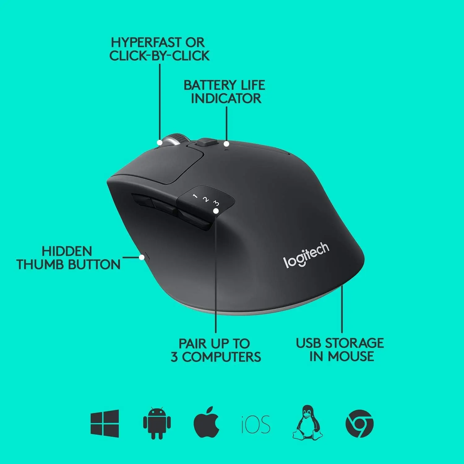 Logitech M720 Mouse, Black
