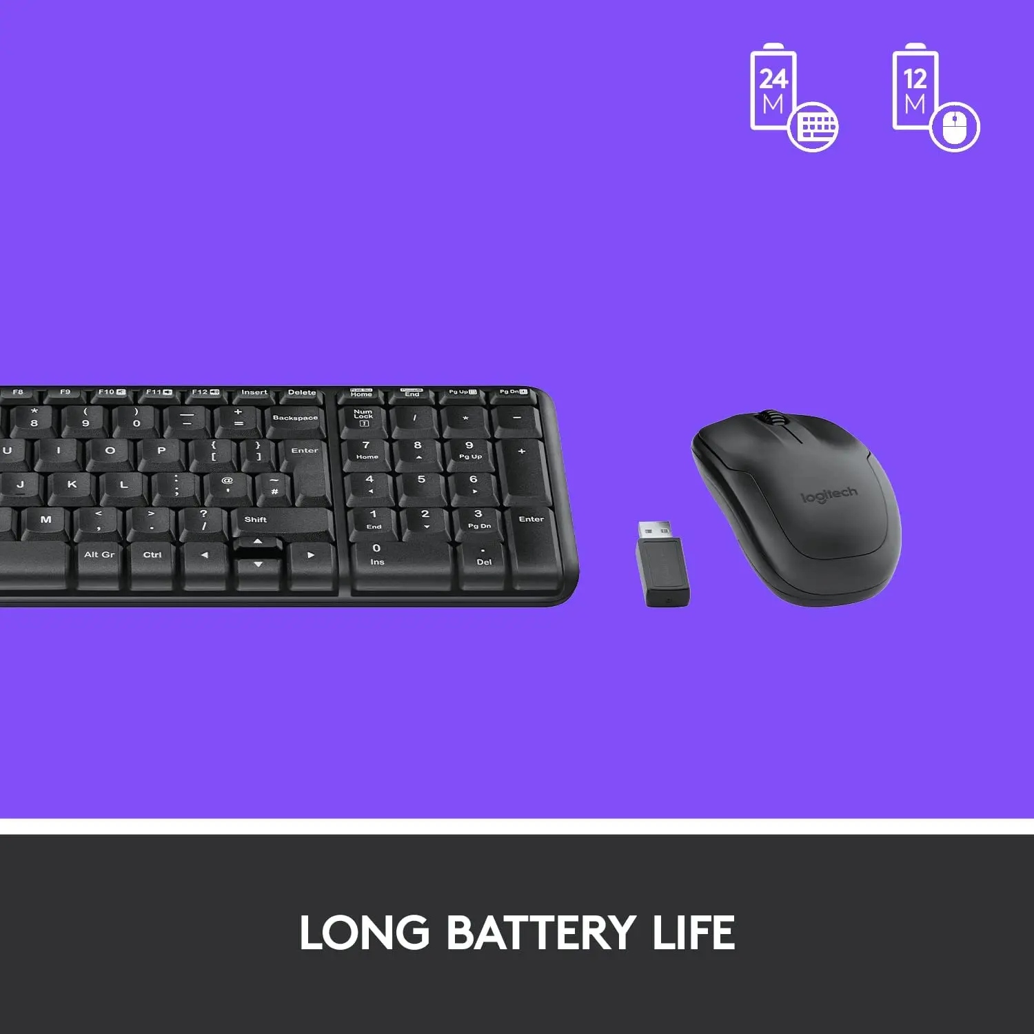Logitech MK220 Keyboard, Wireless, Combo, EN/RU, BLACK