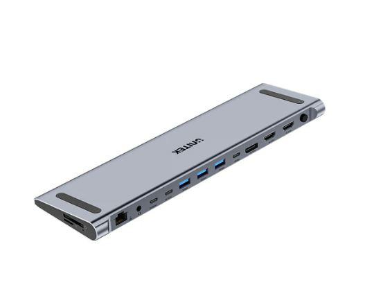 Unitek D1106A Docking Station, 13-in 2 KVM (2*HDMI+DP+USB+2*USB 10Gb+USB-C 10Gbp+SD/Micro+Audio+1GB LAN+PD 100W+DC5V)+HDMI