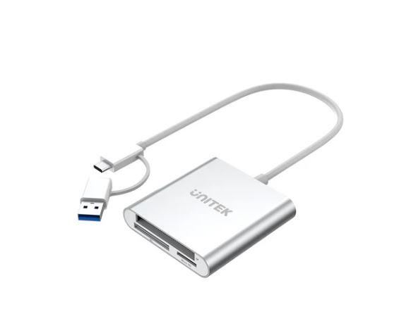 Unitek Y-9313D Card Reader, Y-9313D, USB3.0 to Micro SD/SD/CF Card Reader (With USB-C Adaptor)
