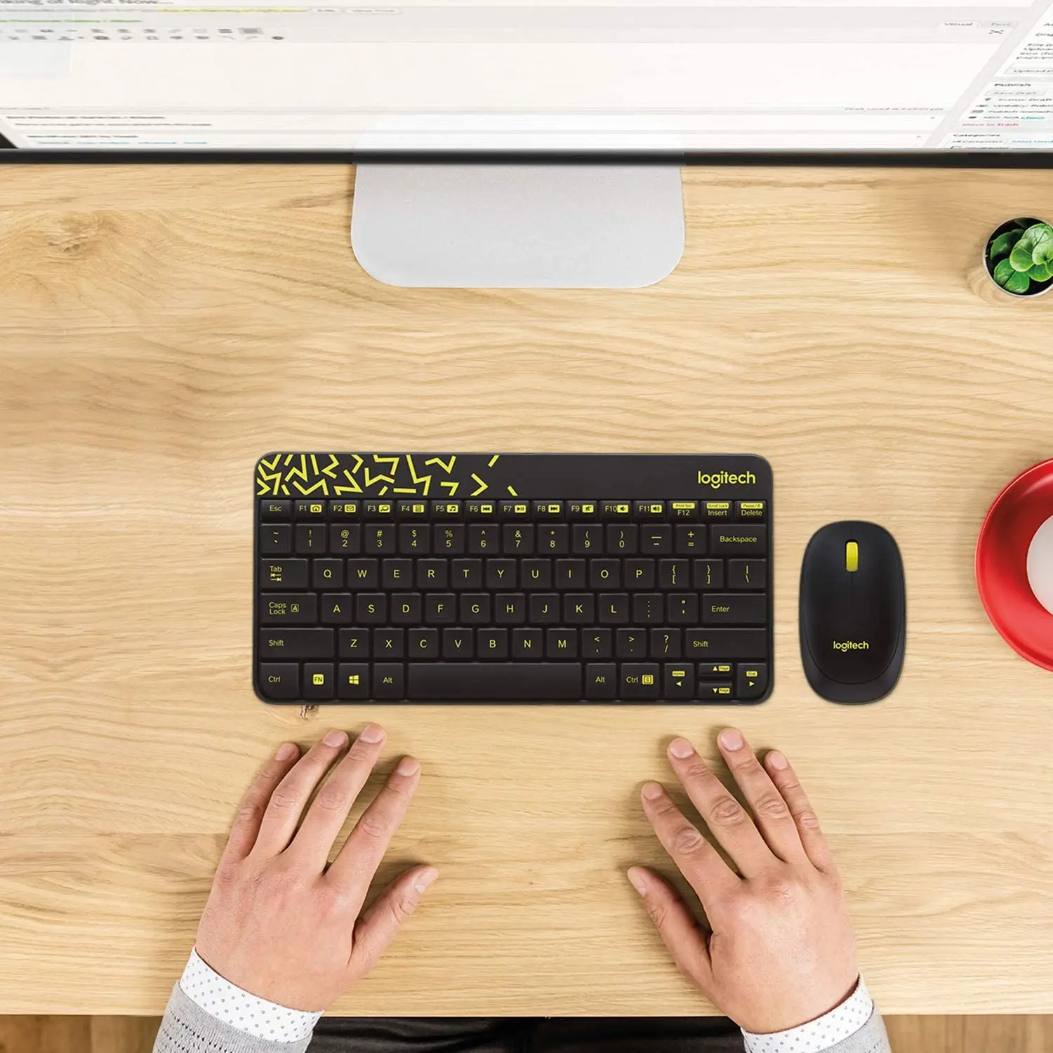 Logitech MK240 Keyboard, Nano Wireless Combo, BLACK/CHARTREUSE