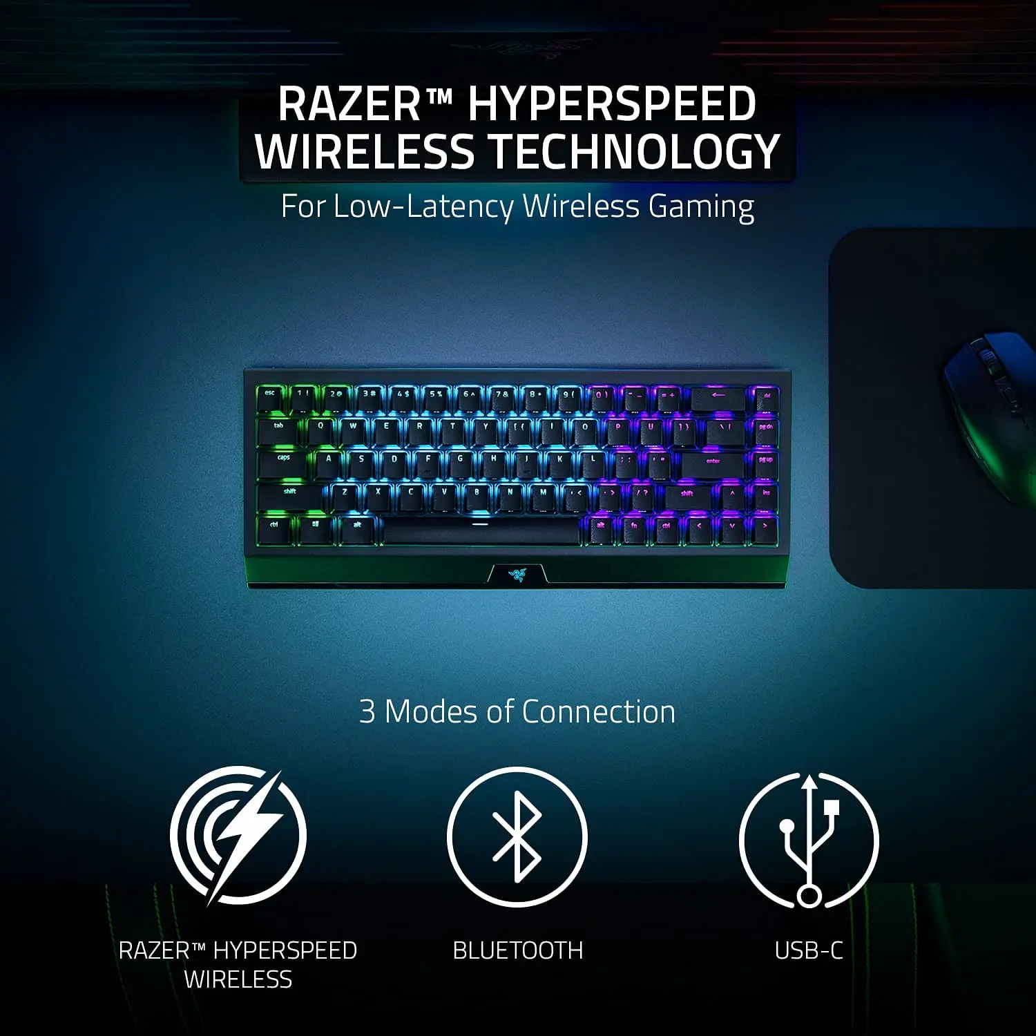 Razer BlackWidow V3 Mini HyperSpeed Keyboard, Black