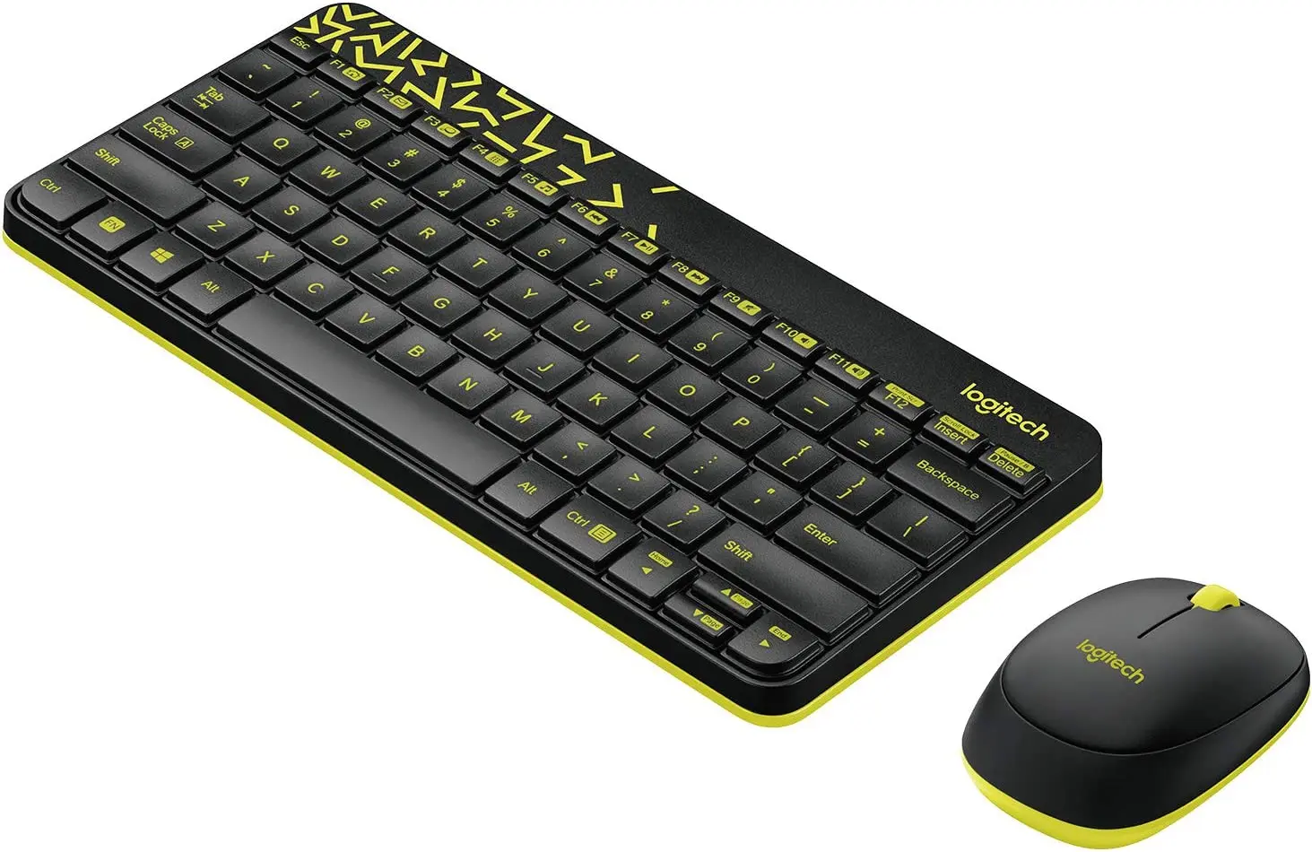 Logitech MK240 Keyboard, Nano Wireless Combo, BLACK/CHARTREUSE