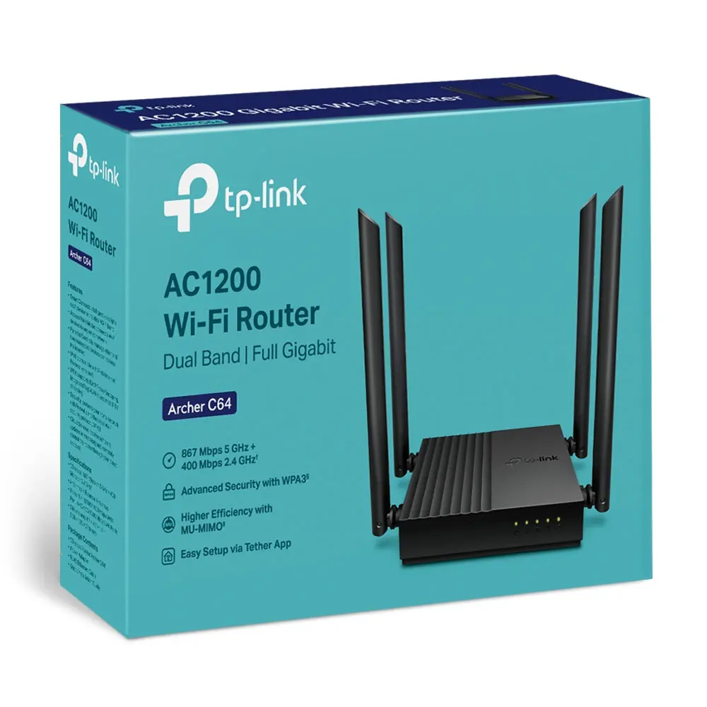 TP-Link Archer C64 AC1200 Wireless MU-MIMO Gigabit Router