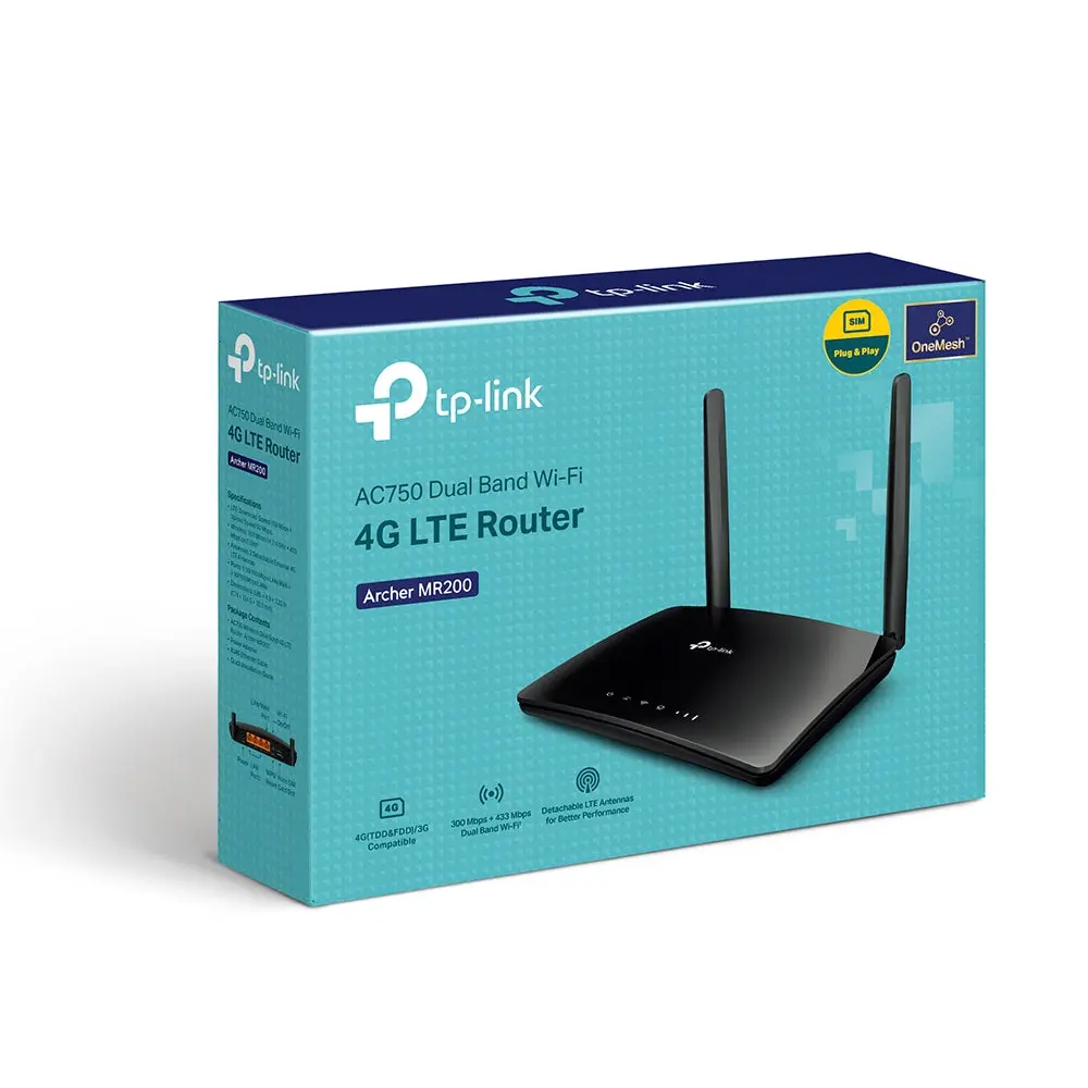 TP-Link Archer MR200, AC750 Wireless Dual Band 4G LTE Router