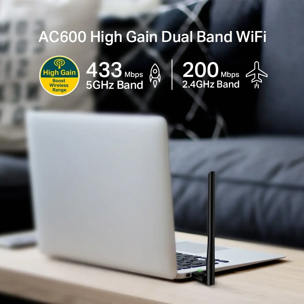 TP-Link Archer T2U Plus, AC600 Wireless USB Adapter
