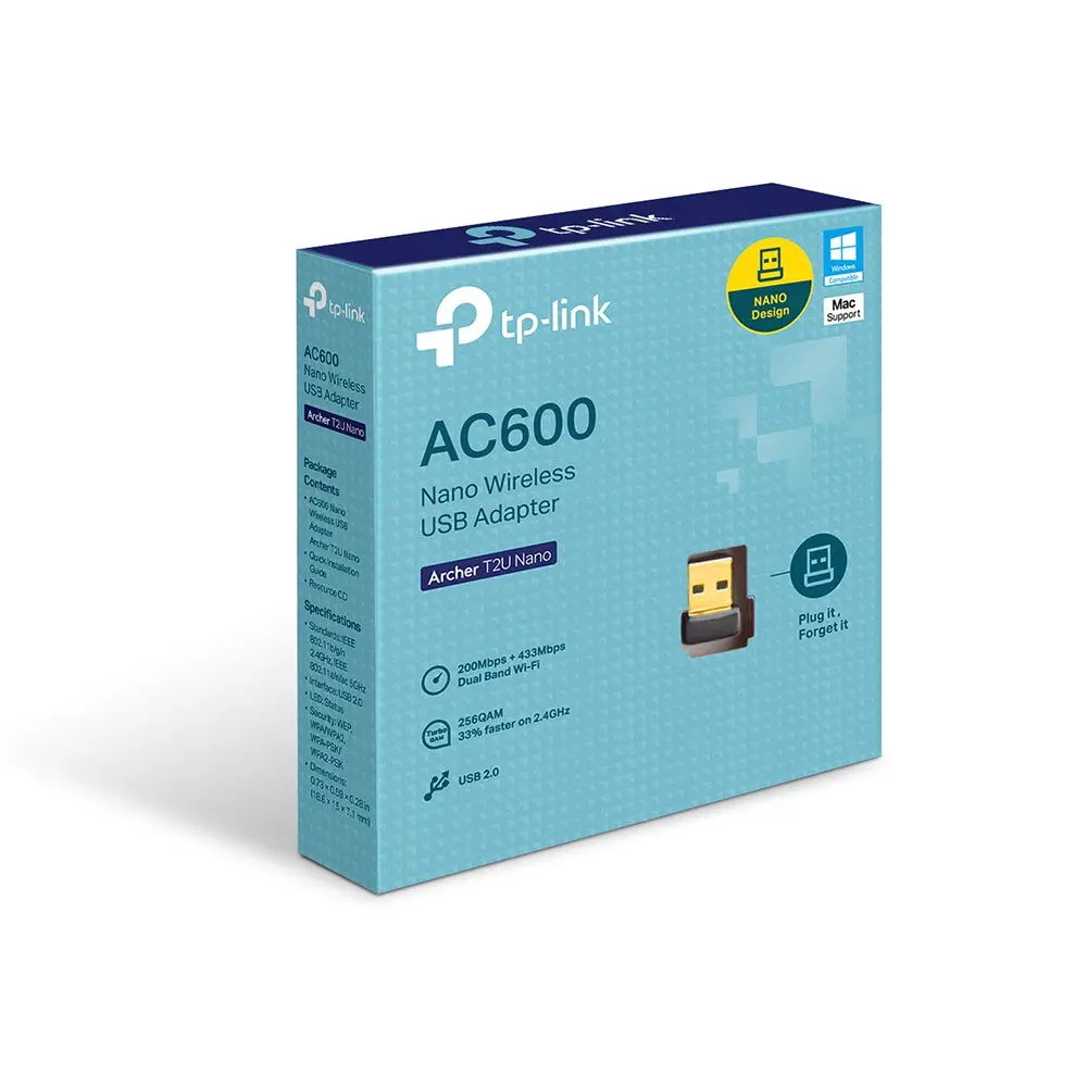 TP-Link Archer T2U Nano, AC600 Nano Wireless USB Adapter