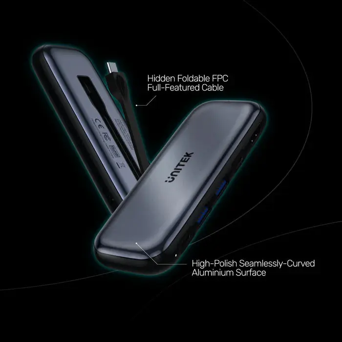 Unitek D1046A 6-in-1 USB-C 10Gbps Hub with M.2 SSD Enclosure 2*USB-A+USB-C 10Gbps+PD100W+HDMI 4K60Hz+M.2 PCIe/NVMe SSD