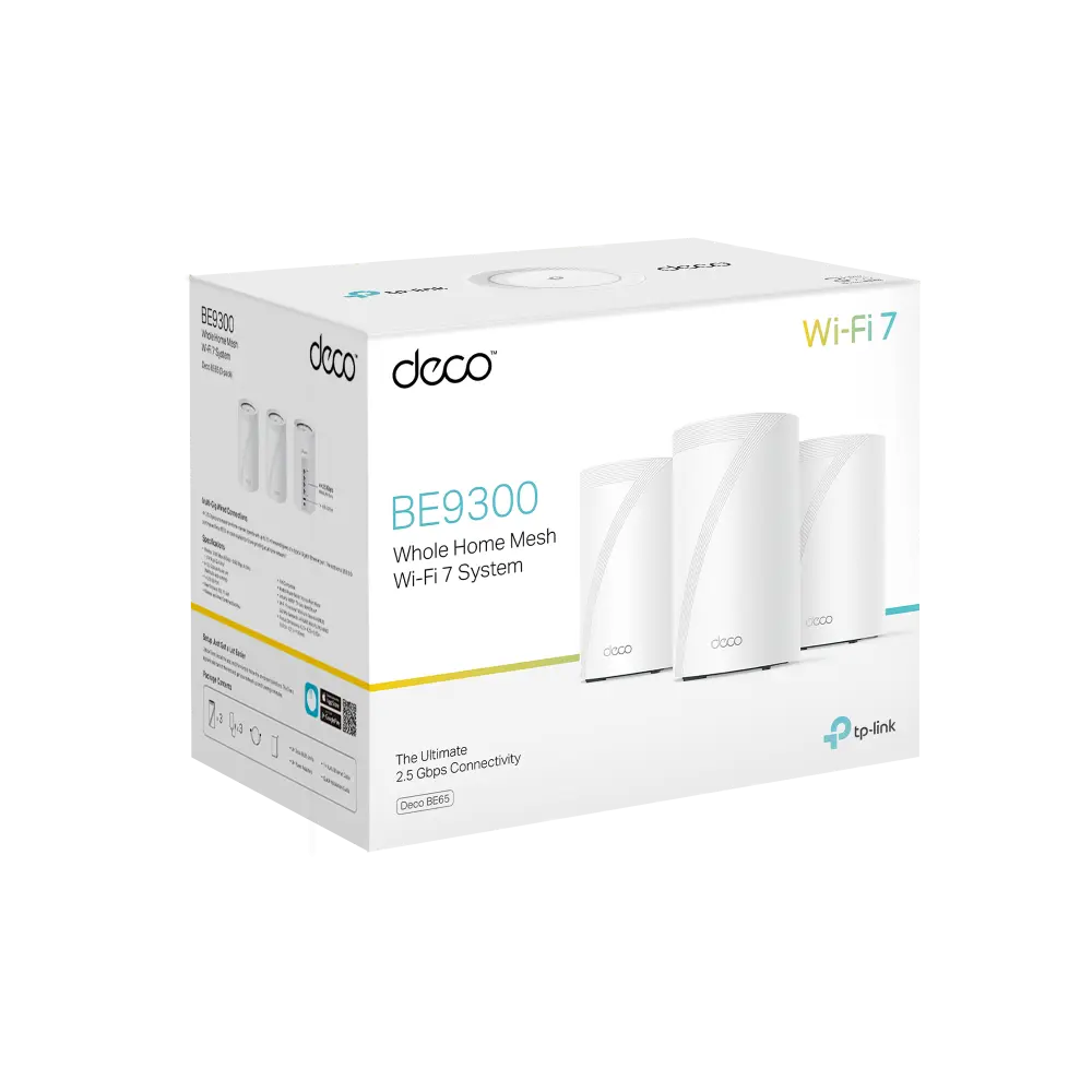 TP-Link Deco BE65(1-pack), BE9300 Whole Home Mesh WiFi 7 System
