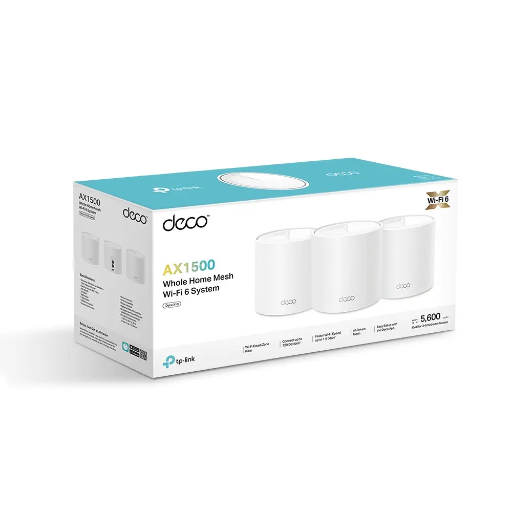 TP-Link Deco X10(3-pack), AX1500 Whole Home Mesh Wi-Fi 6 System