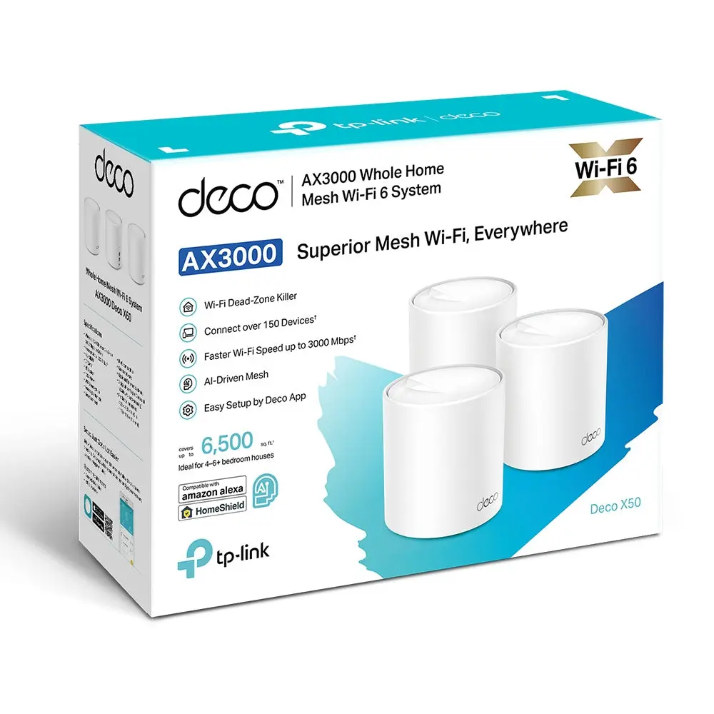 TP-Link Deco X50(3-pack), AX3000 Whole Home Mesh Wi-Fi 6 System