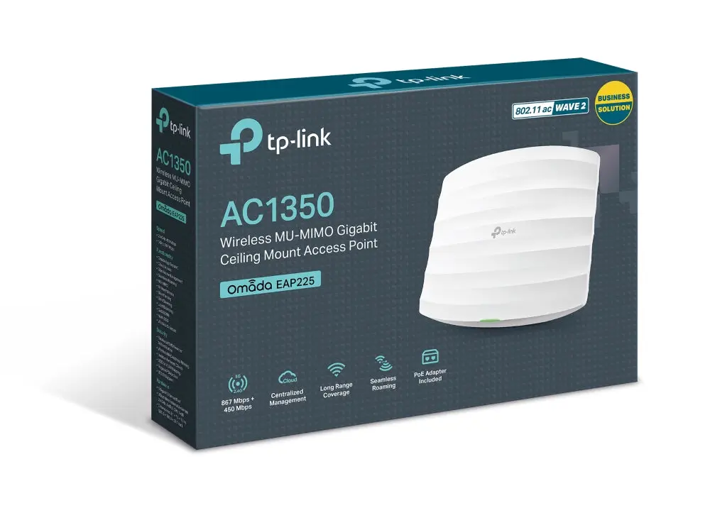 TP-Link EAP225, AC1350 Wireless MU-MIMO Gigabit Ceiling Mount Access Point