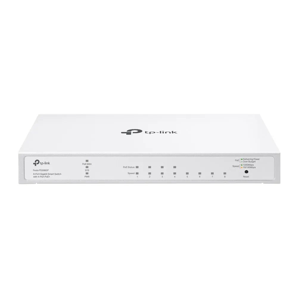 TP-Link Festa FS308GP, 8-Port Gigabit Smart Switch with 4-Port PoE+ 62W