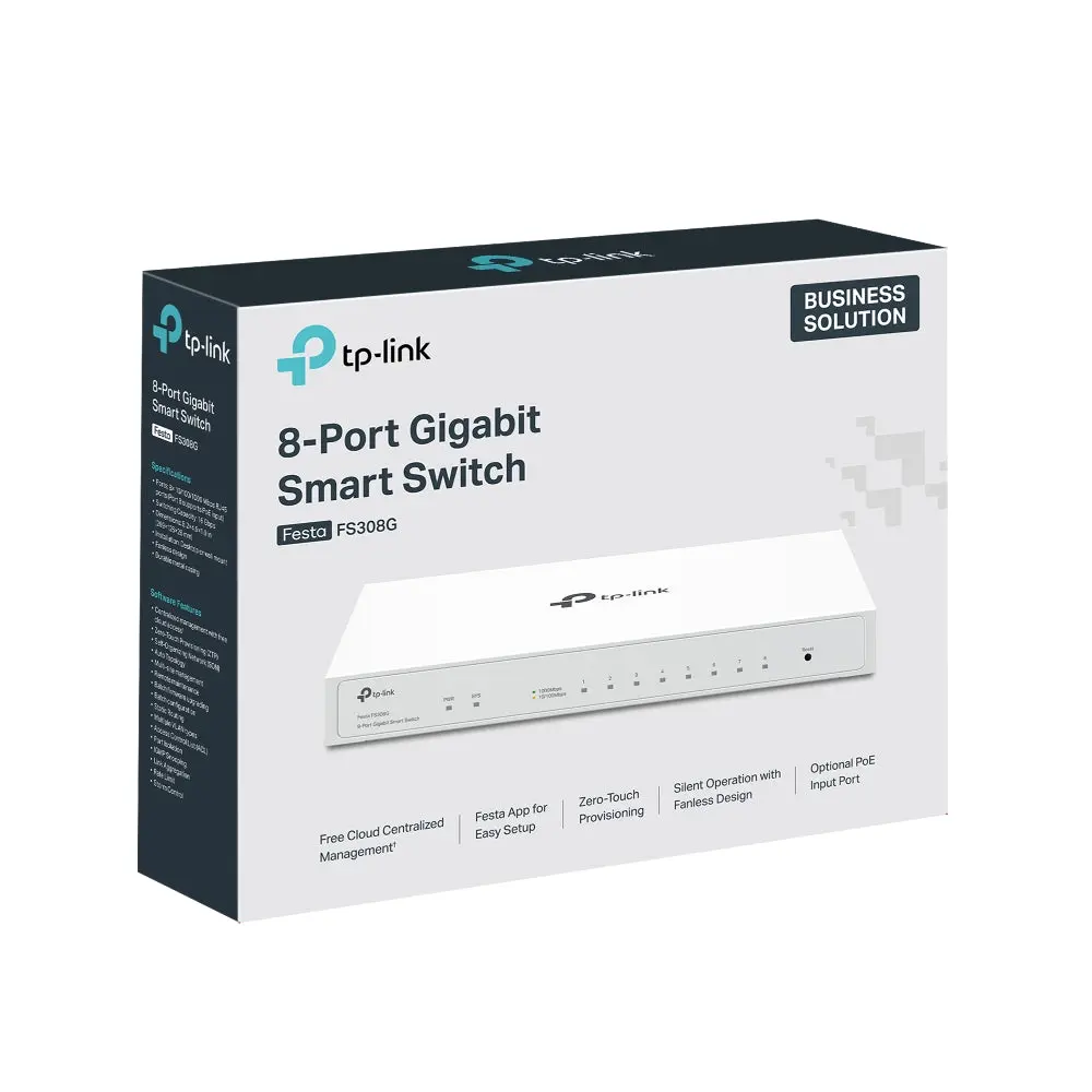 TP-Link Festa FS308G, 8-Port 10/100/1000Mbps Smart Switch, Supports PoE input
