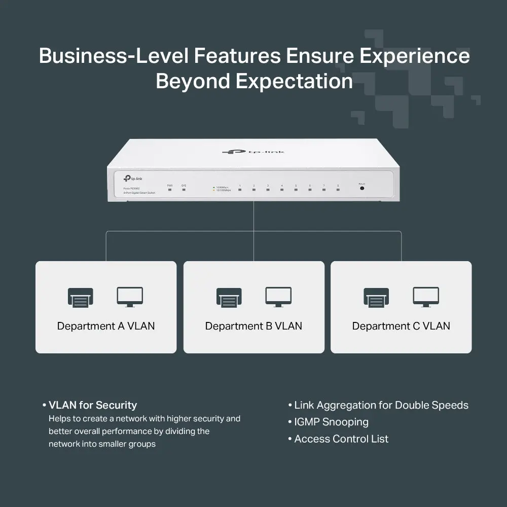 TP-Link Festa FS308G, 8-Port 10/100/1000Mbps Smart Switch, Supports PoE input
