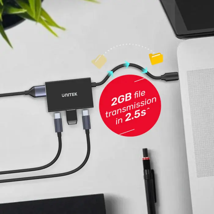 H1302A, Unitek 4-port USB-C 10Gbps Hub (2*USB-C 10Gbps + 2*USB-A 10Gbps)