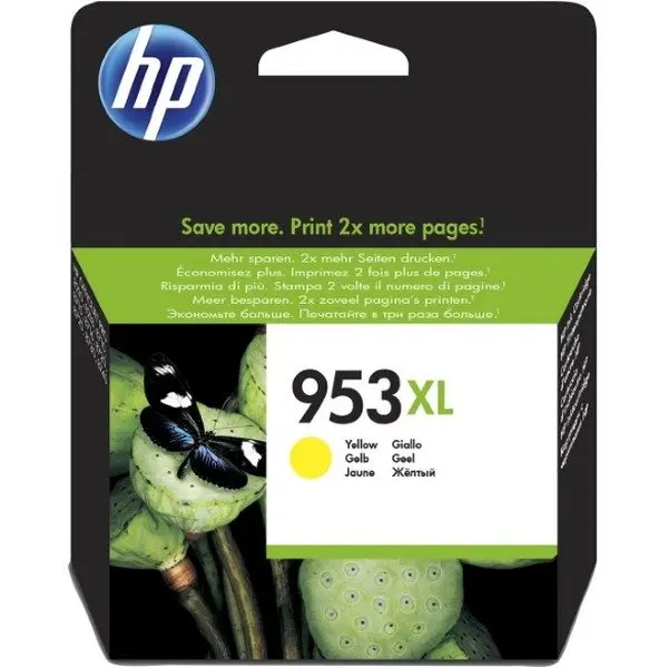 HP 953XL Yellow Ink Cartridge,(High Yield) F6U18AE
