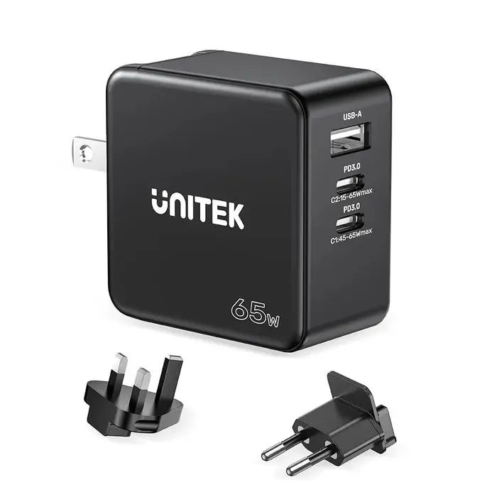 Unitek P1117B Power Supply, 65W, 2xType-C 65w, USB QC 3.0 30W