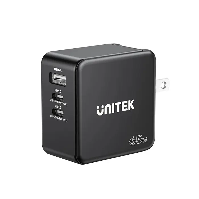 Unitek P1117B Power Supply, 65W, 2xType-C 65w, USB QC 3.0 30W