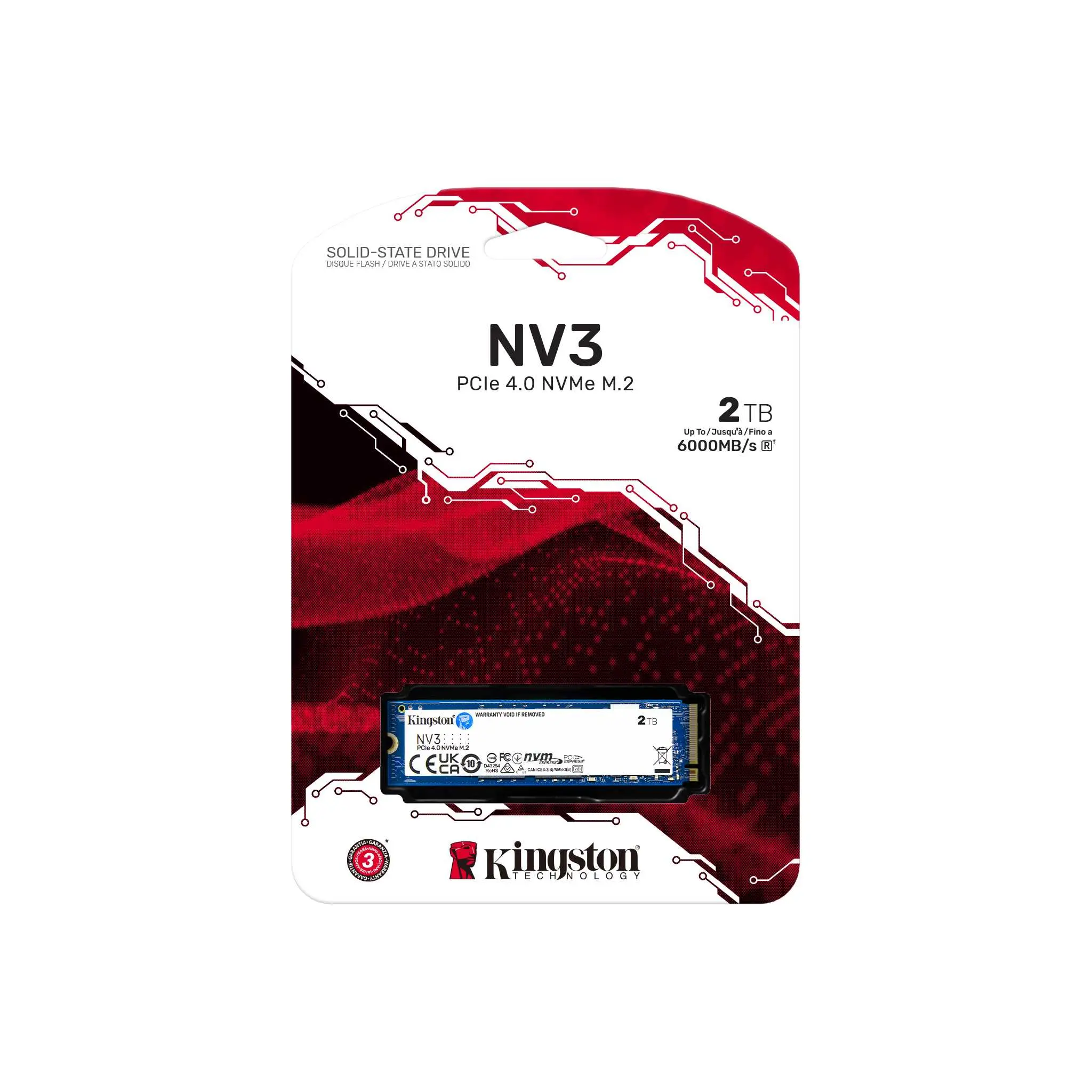 Kingston NV3 PCIe 4.0 NVMe SSD, 2000GB, 2280 PCIe