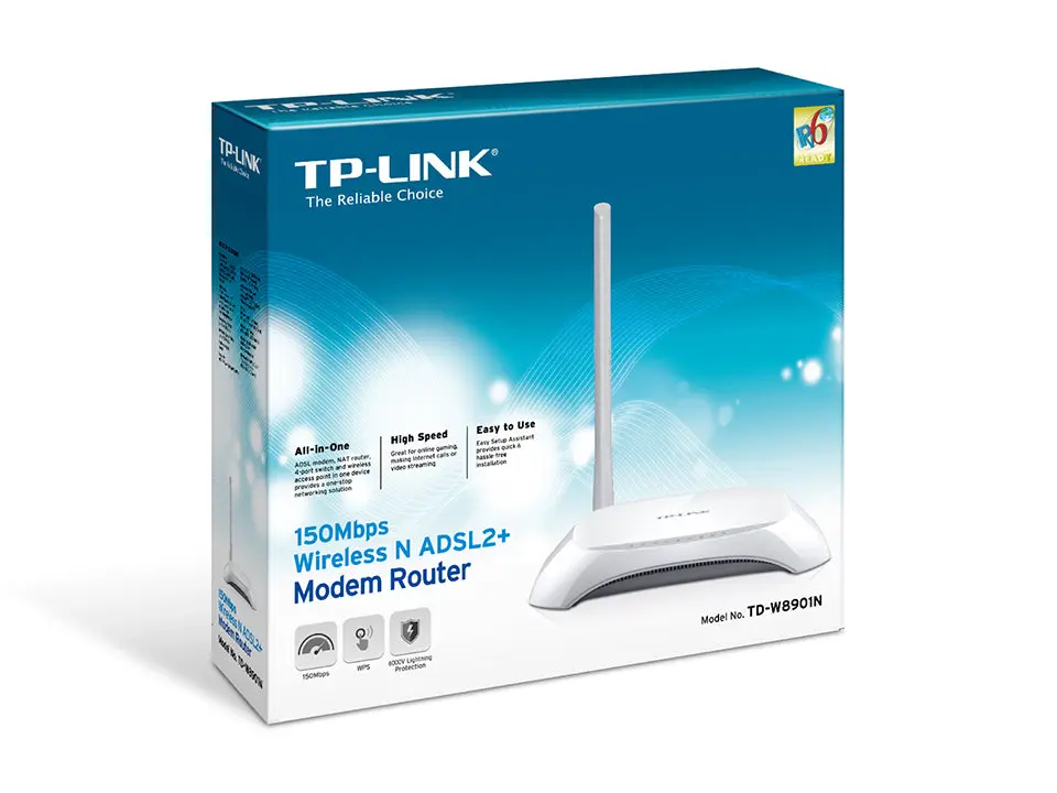 TP-Link TD-W8901N 4-port 150Mbps Wireless N ADSL2+ Modem Router