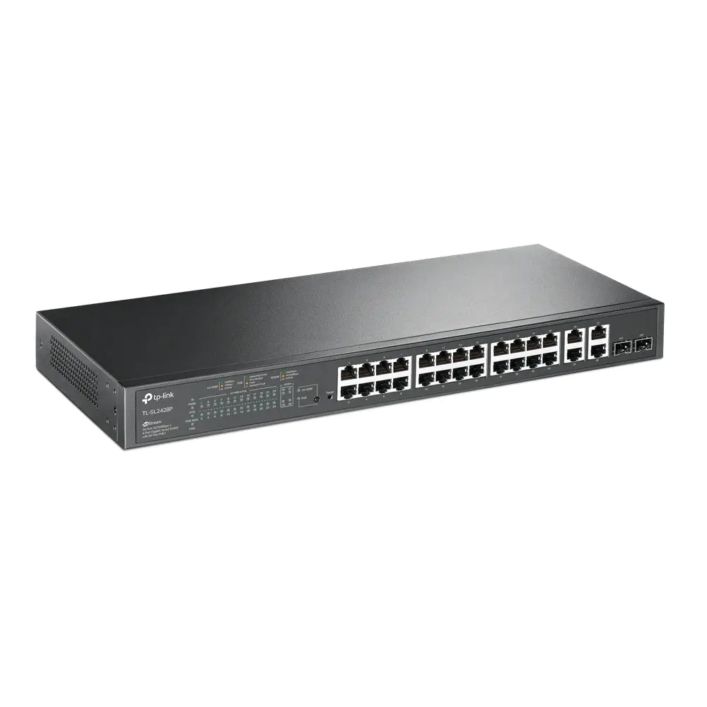 TP-Link TL-SL2428P, JetStream 24-Port 10/100Mbps + 4-Port Gigabit Smart Switch with 24-Port PoE+