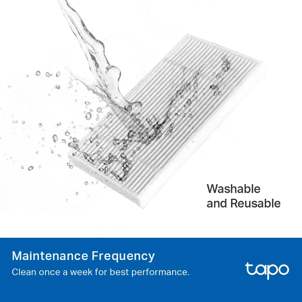 TP-Link Tapo RVA105, Robot Vacuum Replacement Kit Main Brush ×1, Side Brush ×2, Washable HEPA Filter ×2