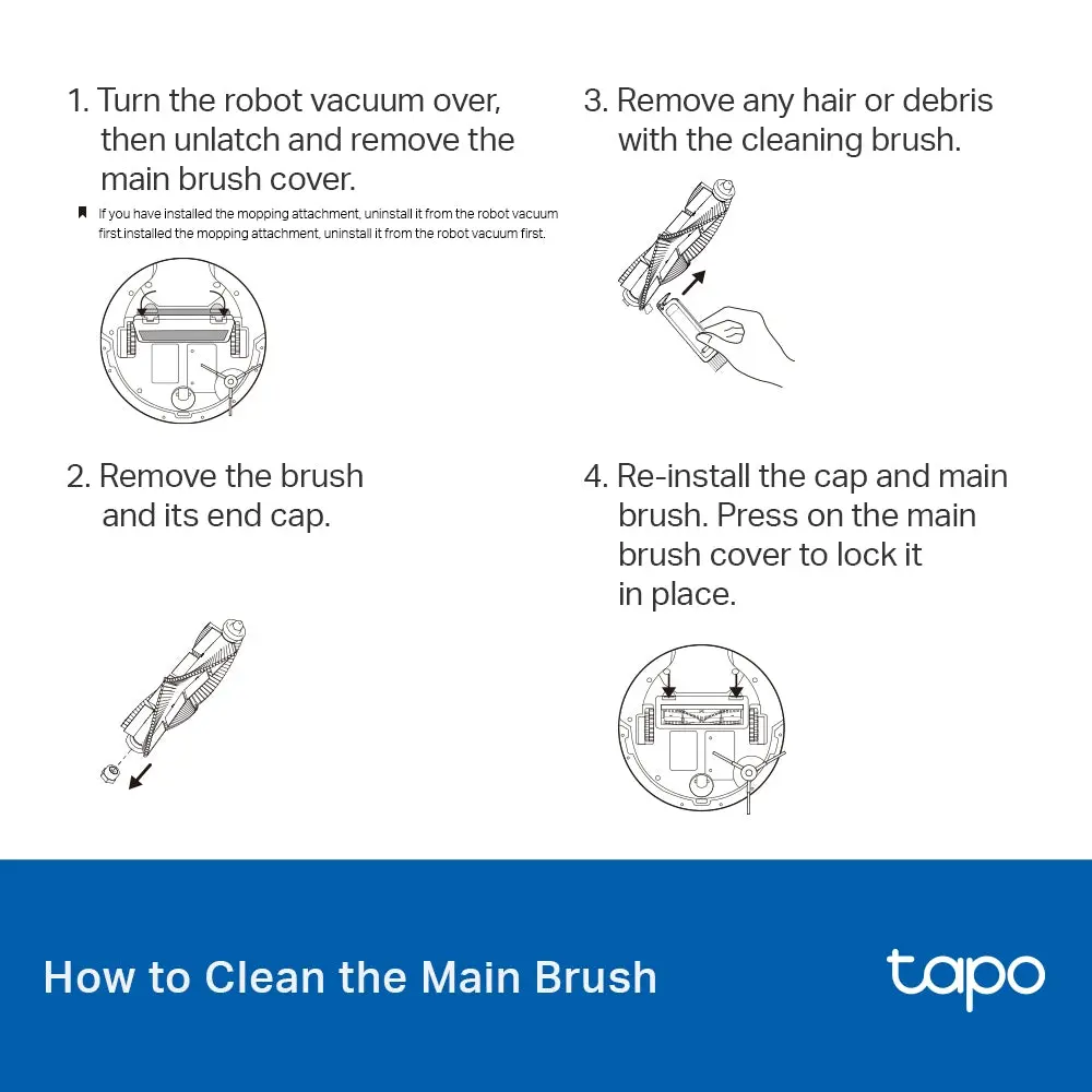 TP-Link Tapo RVA105, Robot Vacuum Replacement Kit Main Brush ×1, Side Brush ×2, Washable HEPA Filter ×2