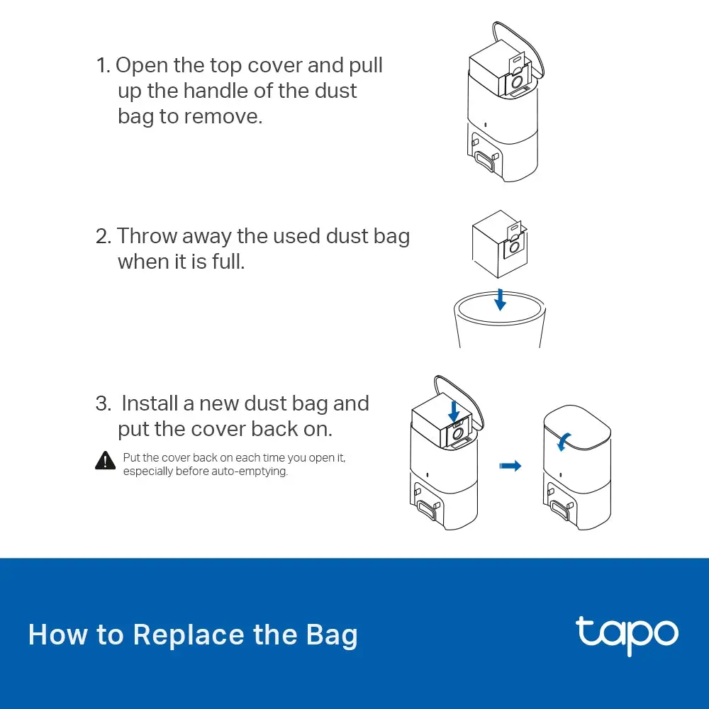 TP-Link Tapo RVA202, Robot Vacuum Disposable Dust Bag 3L (5 Pcs)