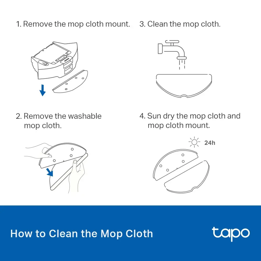 TP-Link Tapo RVA301, Robot Vacuum Washable Mop Cloth (5 Pcs)